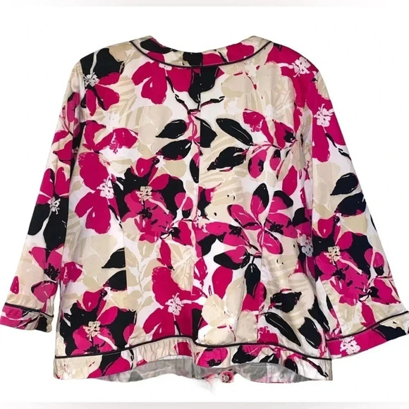 ELEMENTZ | Vibrant Floral Print Blazer 3/4 Sleeves Zipper Front Size XL - Picture 2 of 7
